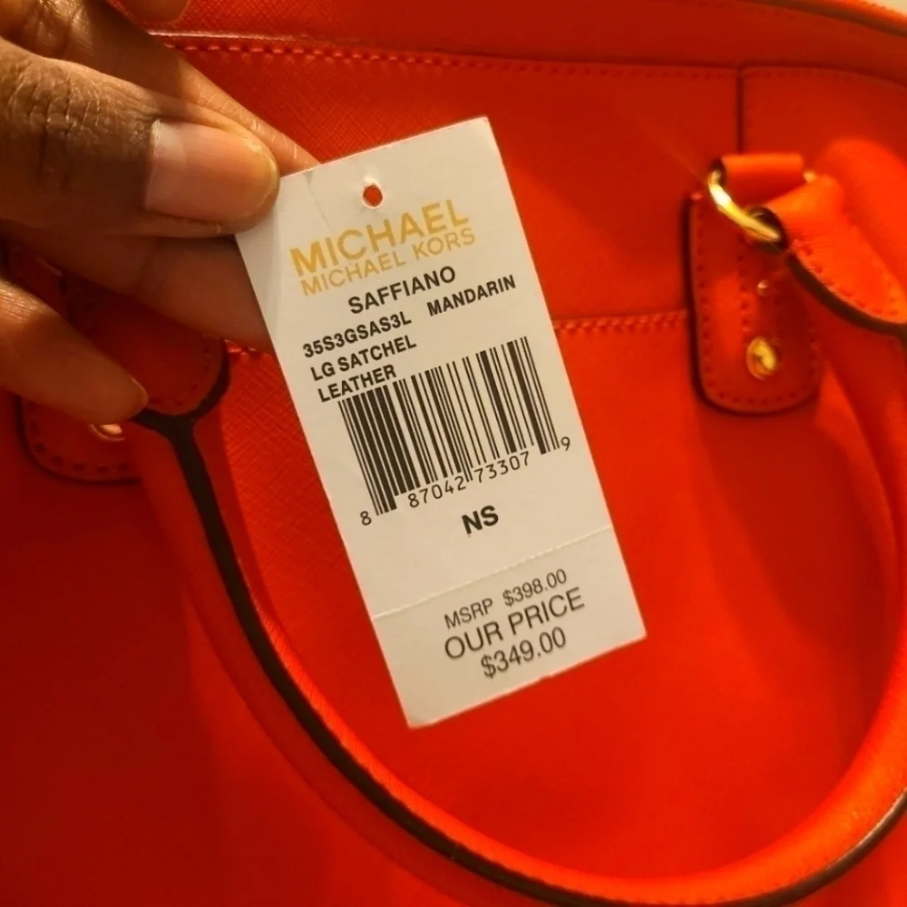 Michael Kors | Saffiano Large Orange Leather Shoulder Satchel Bag (NWOT)